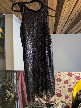Mango Black Sequin Evening Dress